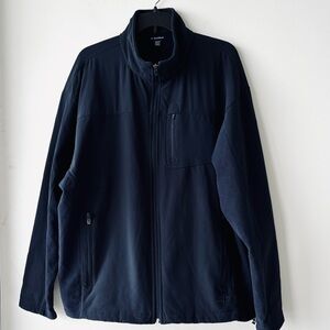 Nordic Track Jacket Navy Blue Full Zip Pockets Fleece Mens L Apres Ski Outdoor